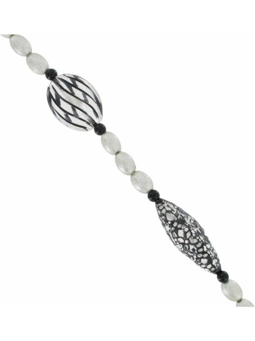 Trendy Metallic Silver Lucite Beaded Collar Necklace 30" Vintage Fashion